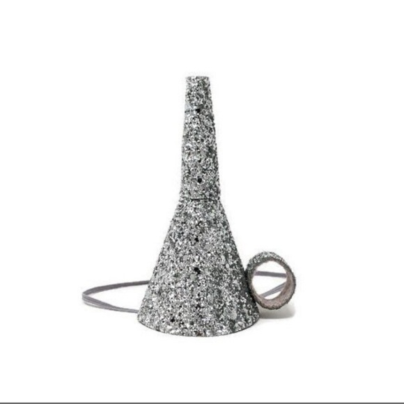 Tin Man Funnel Hat, Costume Accessory Silver Glitter  - Handmade - Picture 1 of 7
